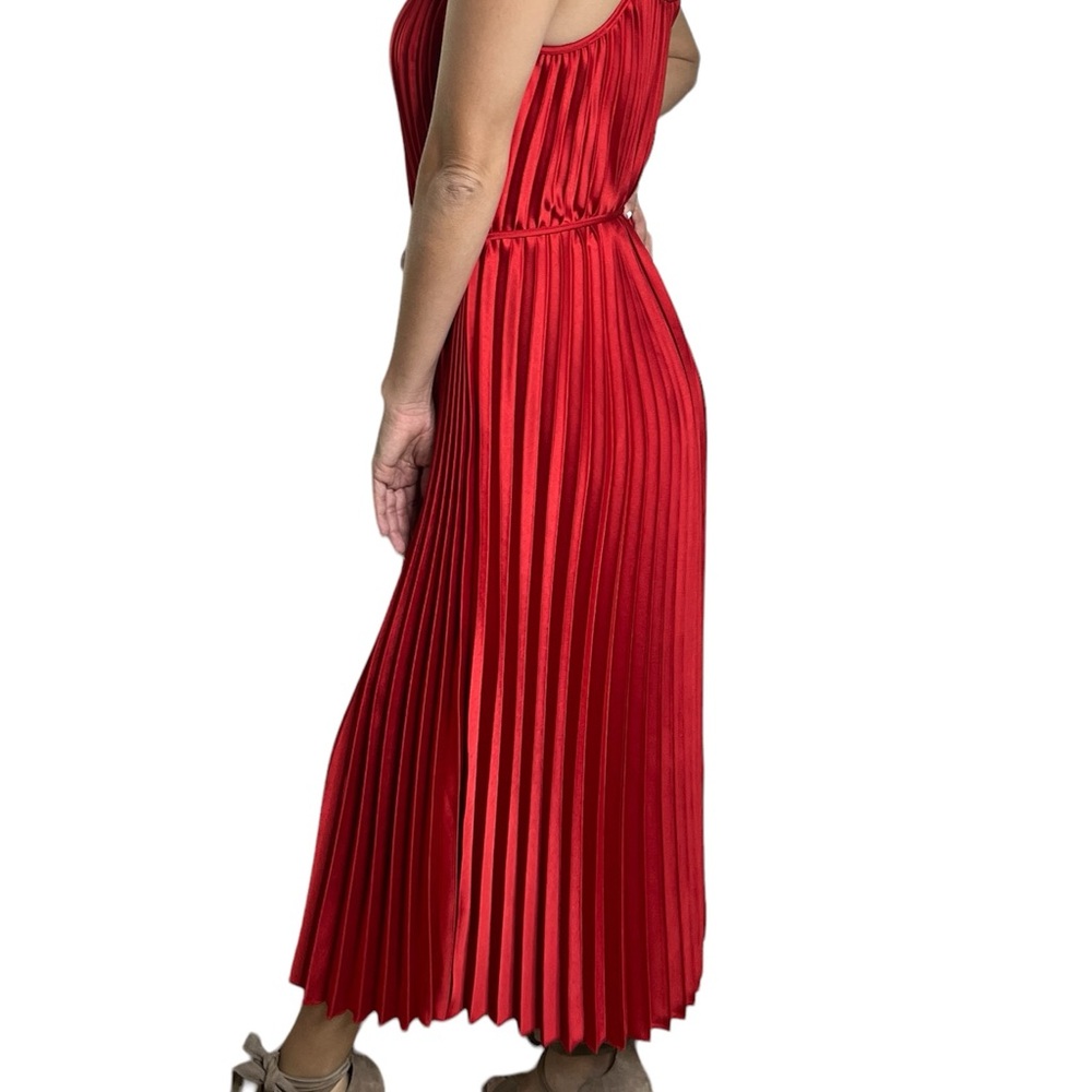 SAM EDELMAN women’s pleated dress . Size Medium.:Red Midi drees .sleeveless.NWT. - Picture 4 of 8